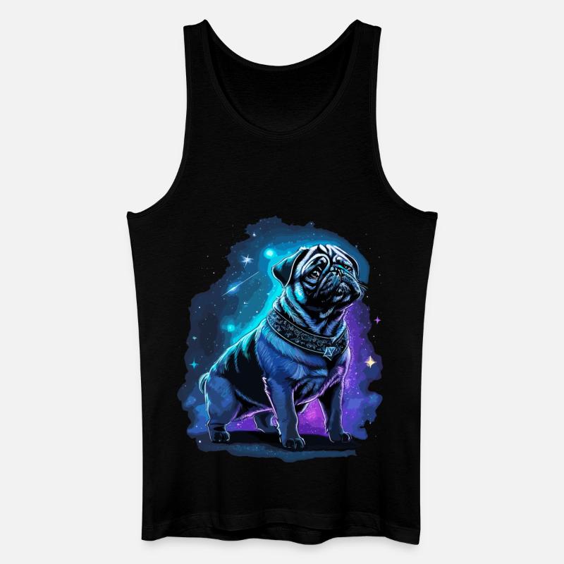 Neon Mops Hund Mitternachtszauber - Männer Bio Tank Top - Schwarz
