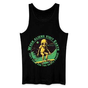 Skateralien im All mit Schriftzug - Männer Bio Tank Top - Schwarz - Vorne