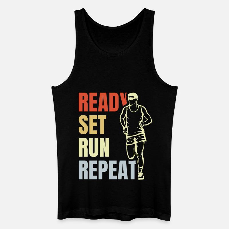 Ready Set Run Repeat - Männer Bio Tank Top - Schwarz