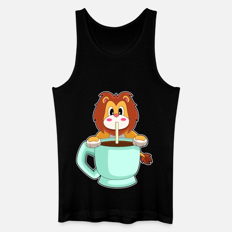 Löwe Tasse Kaffe - Männer Bio Tank Top - Schwarz