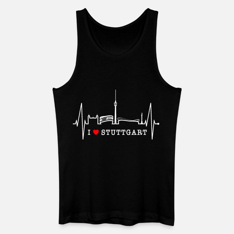 Stuttgart Skyline Herzschlag Herz Stuttgarter Fan - Männer Bio Tank Top - Schwarz
