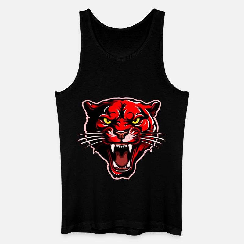 Panther Kopf Rot - Männer Bio Tank Top - Schwarz