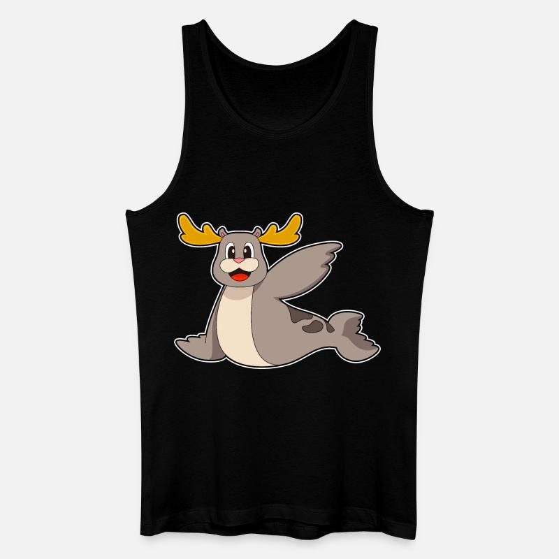 Seehund Rentier - Männer Bio Tank Top - Schwarz