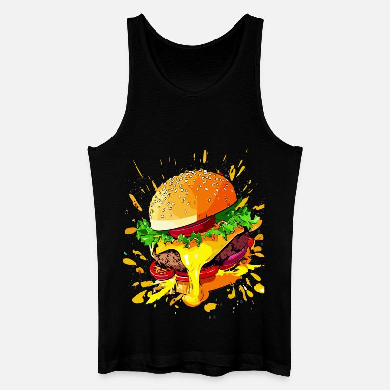 Extra Käse Burger Cheeseburger - Männer Bio Tank Top - Schwarz