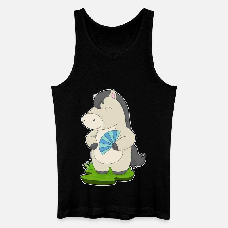 Pferd Handventilator - Männer Bio Tank Top - Schwarz