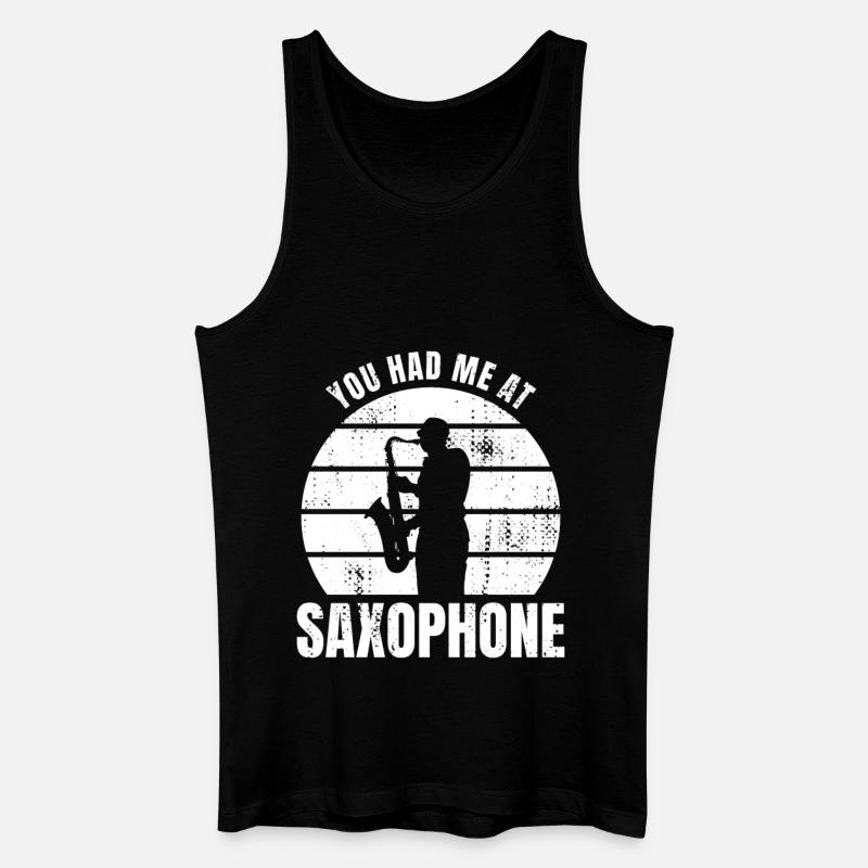 Du hattest mich bei Saxophon - Männer Bio Tank Top - Schwarz