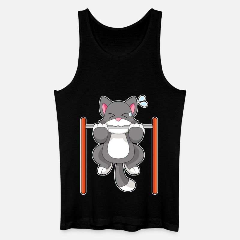 Cat Bodybuilder Pull-ups Bodybuilding - Men’s Organic Tank Top - black