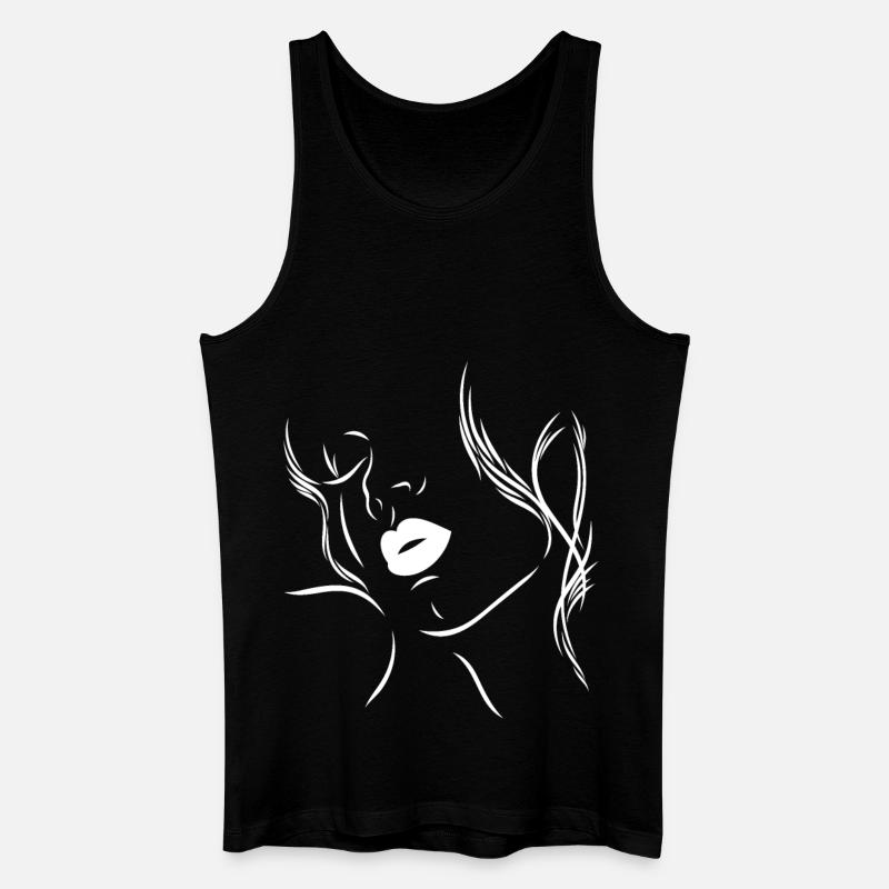Feminine Silhouette mit sinnlichen Lippen - Männer Bio Tank Top - Schwarz