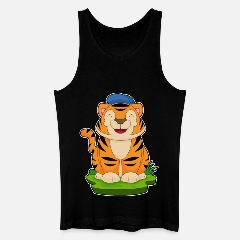 Tiger Cap - Männer Bio Tank Top - Schwarz