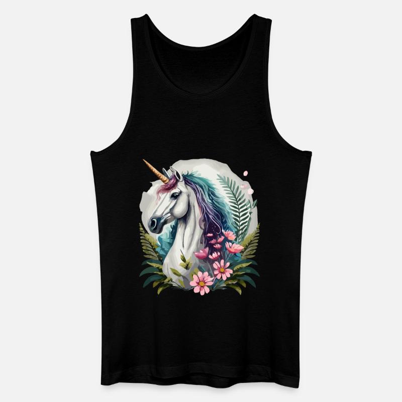Wunderschönes Einhorn mit Blumen - Männer Bio Tank Top - Schwarz