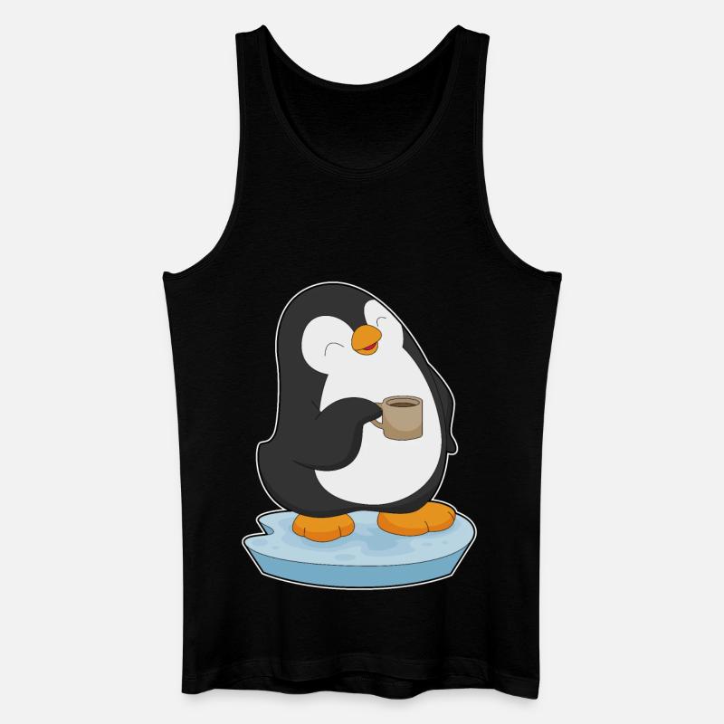 Pinguin Kaffee Tasse - Männer Bio Tank Top - Schwarz