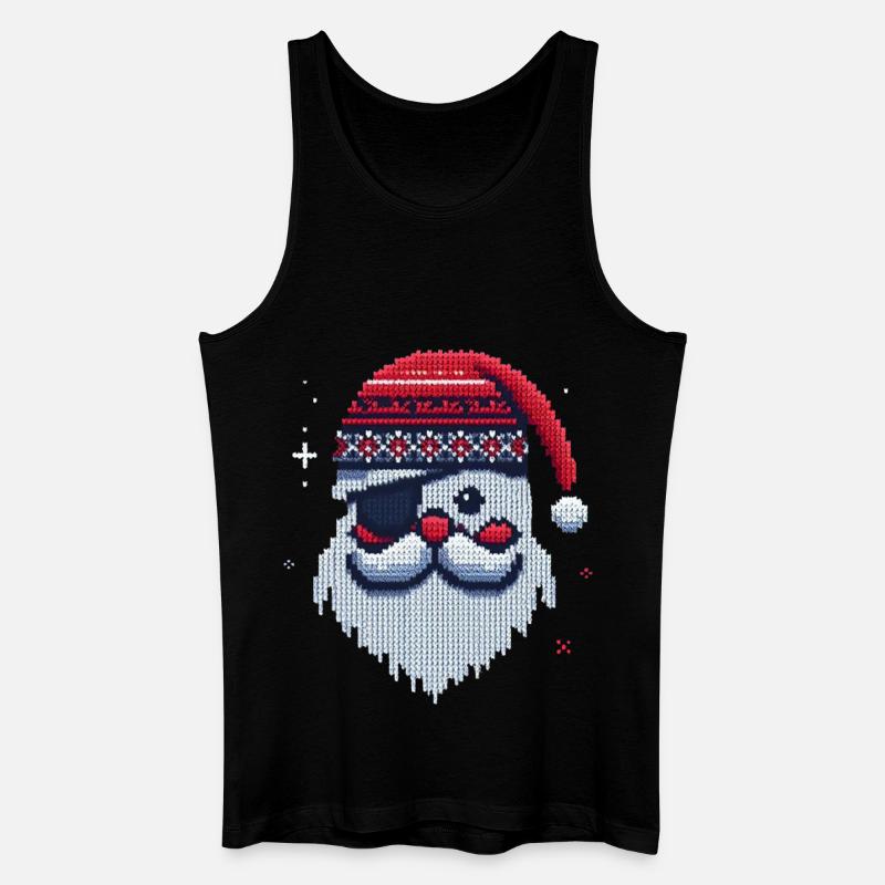 Weihnachtsmann Kawaii Strickmuster - Männer Bio Tank Top - Schwarz