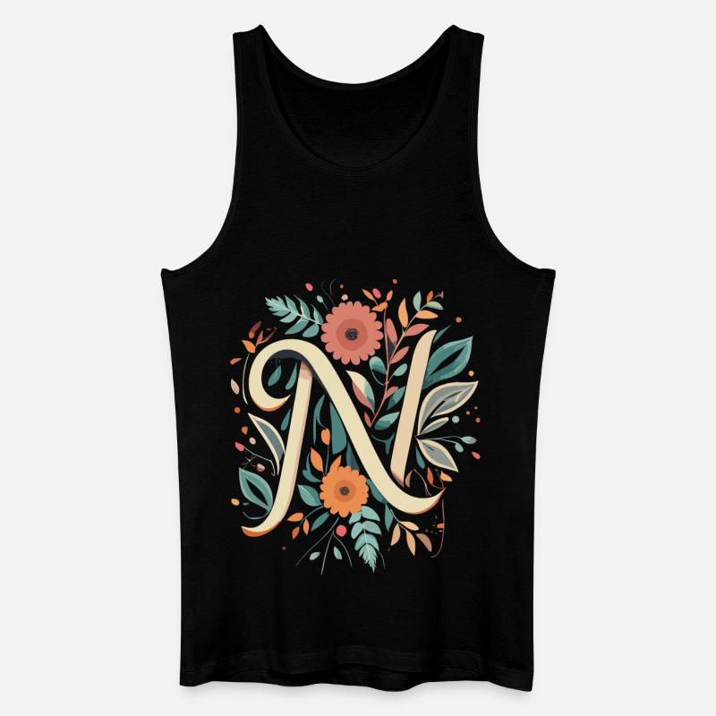 N Typographie floral - Männer Bio Tank Top - Schwarz