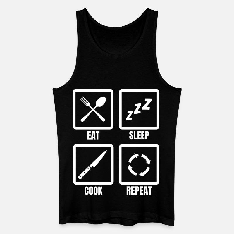Manger, dormir, cuisiner, répéter - Débardeur bio Homme - noir