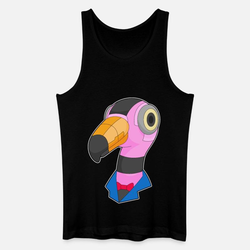 Flamingo Roboter - Männer Bio Tank Top - Schwarz