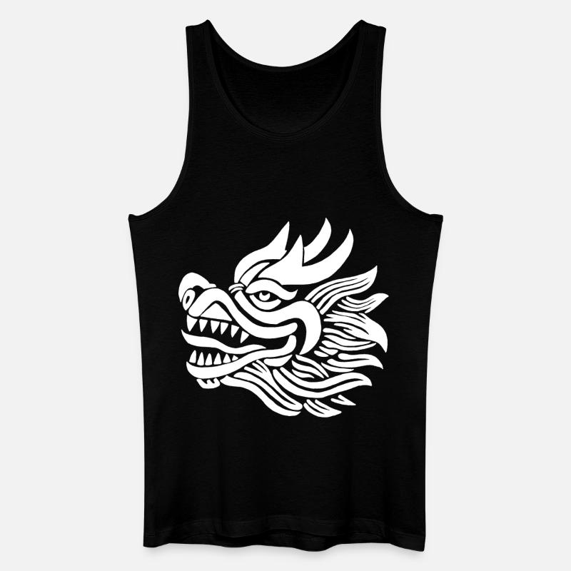 Tête de dragon chinois (blanc) - Débardeur bio Homme - noir