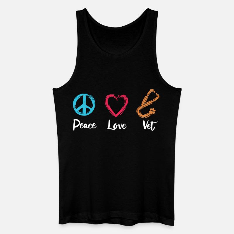 Frieden Liebe Tierarzt - Männer Bio Tank Top - Schwarz