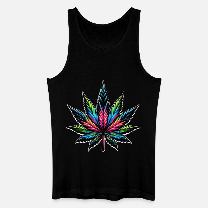 Cannabis Neon psychedelisches Design - Männer Bio Tank Top - Schwarz