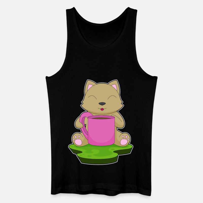 Katze Kaffee Becher - Männer Bio Tank Top - Schwarz
