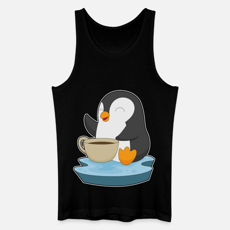 Pinguin Kaffee Tasse - Männer Bio Tank Top - Schwarz
