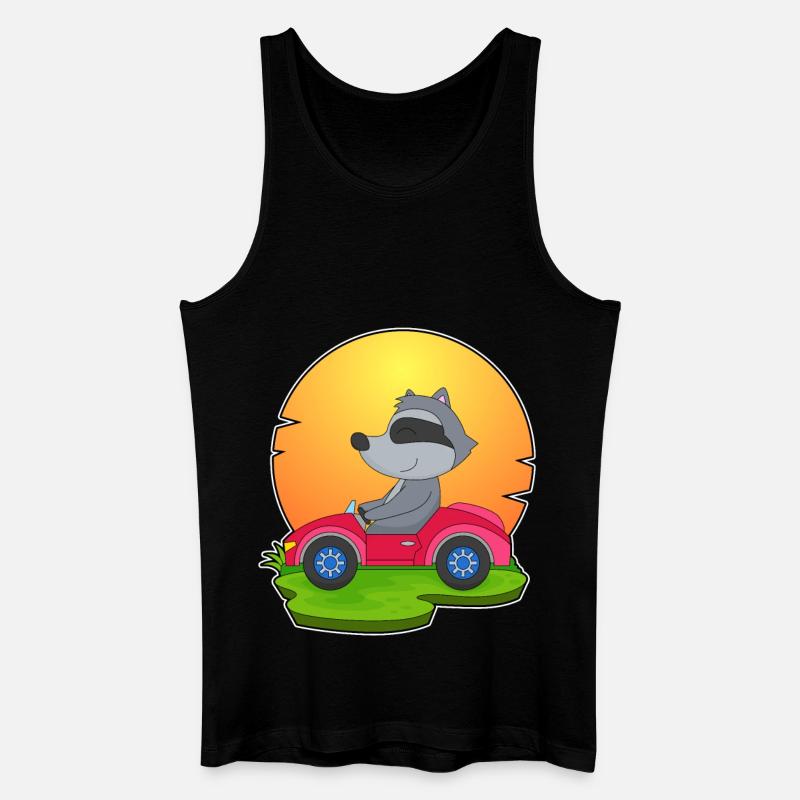 Waschbär Auto - Männer Bio Tank Top - Schwarz