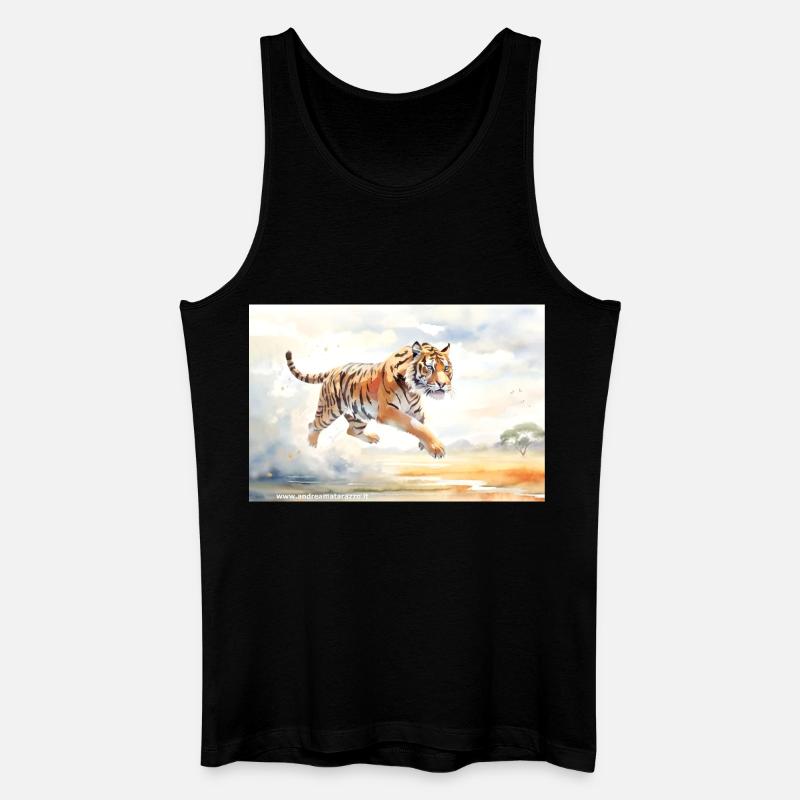 Tiger in Aktion - Männer Bio Tank Top - Schwarz
