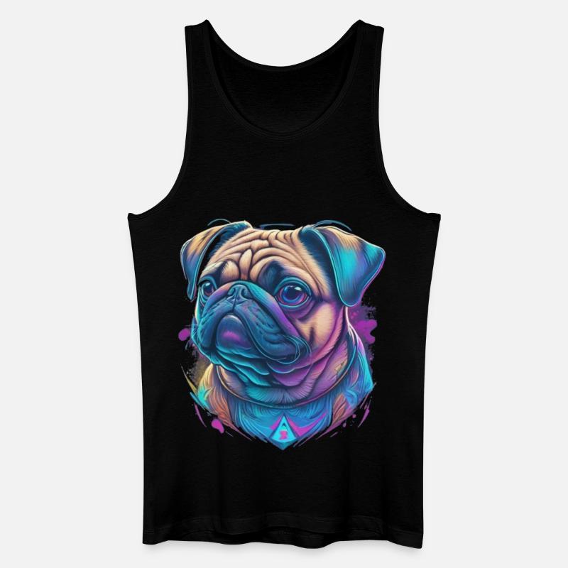 Mops Kopf - Männer Bio Tank Top - Schwarz