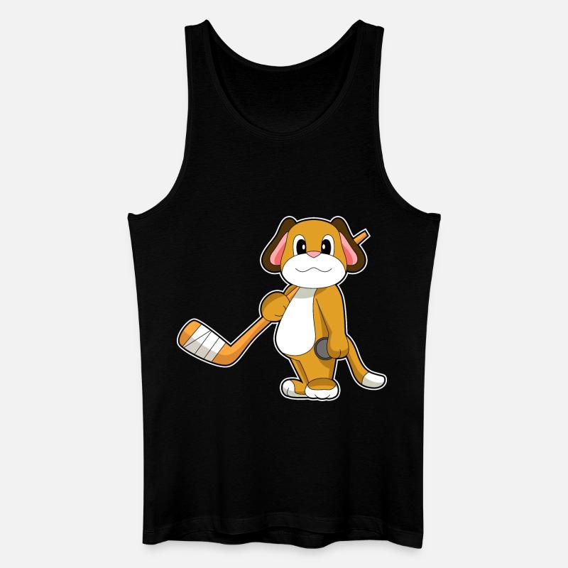 Hund Eishockey Eishockeyschläger - Männer Bio Tank Top - Schwarz
