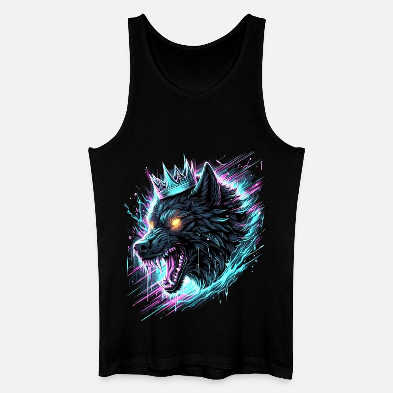 Royal Wolf Synthwave - Men’s Organic Tank Top - black