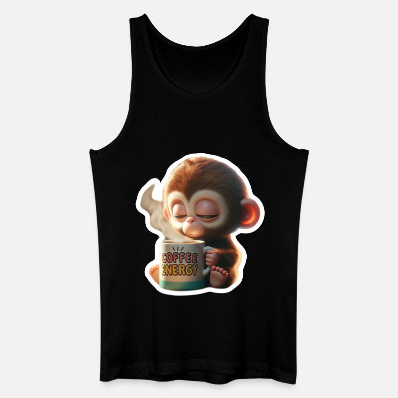 Kaffee Energie Affe Illustration - Männer Bio Tank Top - Schwarz