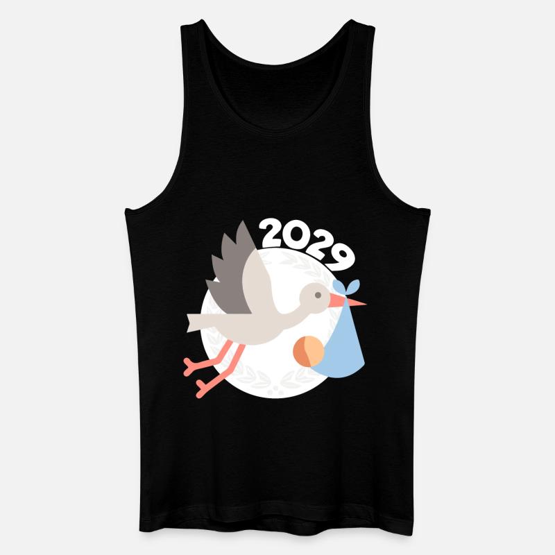 Storch mit Baby 2029 - Männer Bio Tank Top - Schwarz