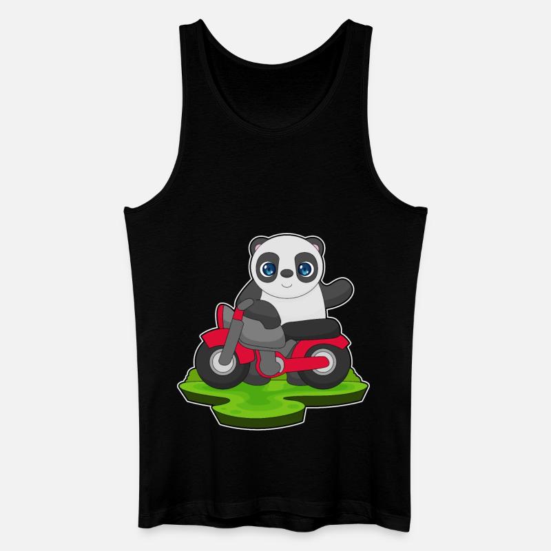 Panda Motorrad - Männer Bio Tank Top - Schwarz