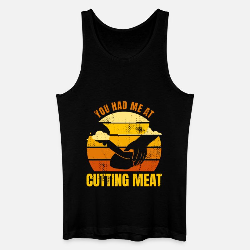Du hattest mich bei Fleisch - Männer Bio Tank Top - Schwarz