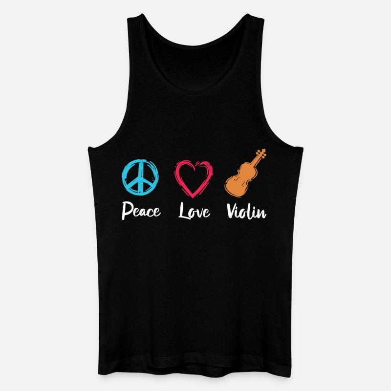 Frieden Liebe Geige - Männer Bio Tank Top - Schwarz