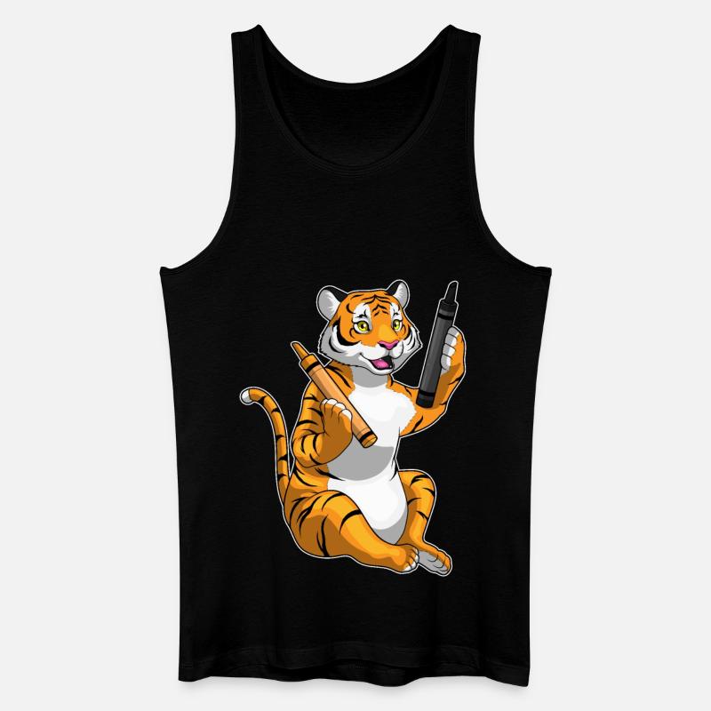 Tiger Schüler Wachsmalstifte Schule - Männer Bio Tank Top - Schwarz