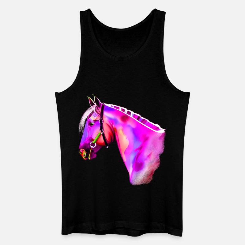 Neon-Pferdekopf Aquarell - Männer Bio Tank Top - Schwarz