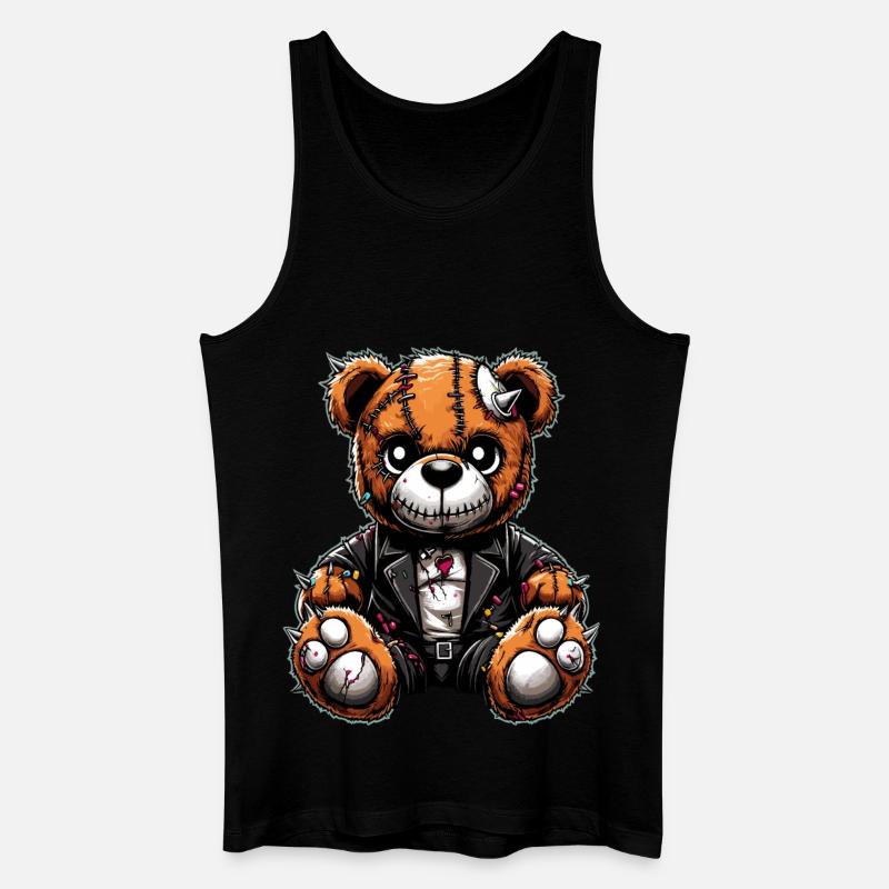 Punk-Rebell Plüsch Teddybär - Männer Bio Tank Top - Schwarz