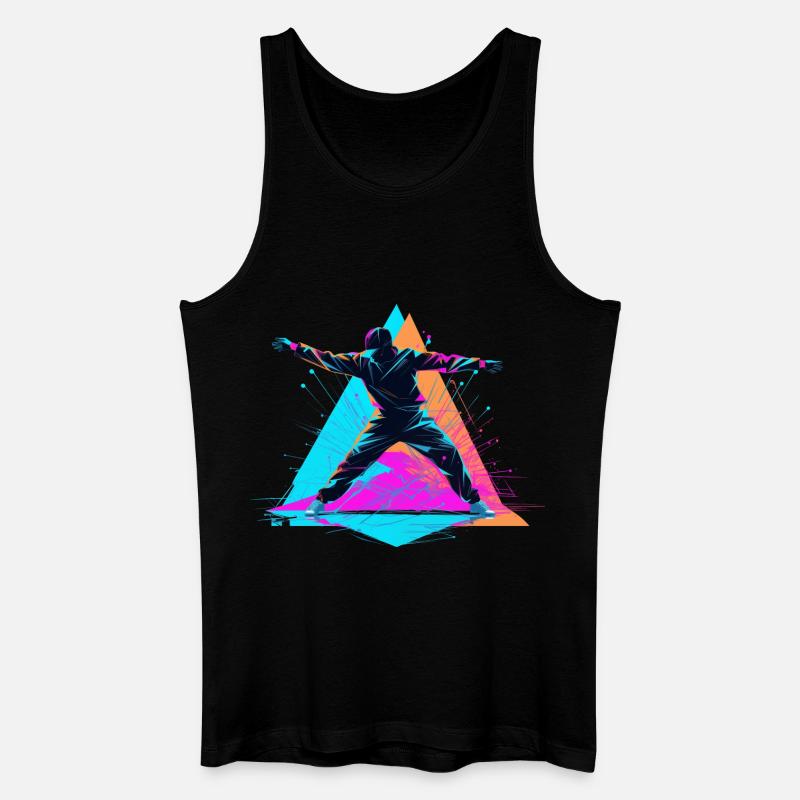 Retro Farben Breakdance - Männer Bio Tank Top - Schwarz