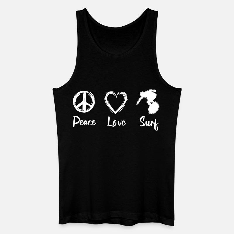 Peace Love Surf - Männer Bio Tank Top - Schwarz