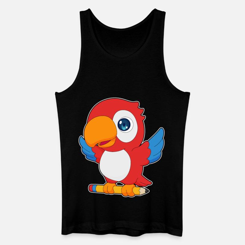 Papagei Schüler Bleistift Schule - Männer Bio Tank Top - Schwarz