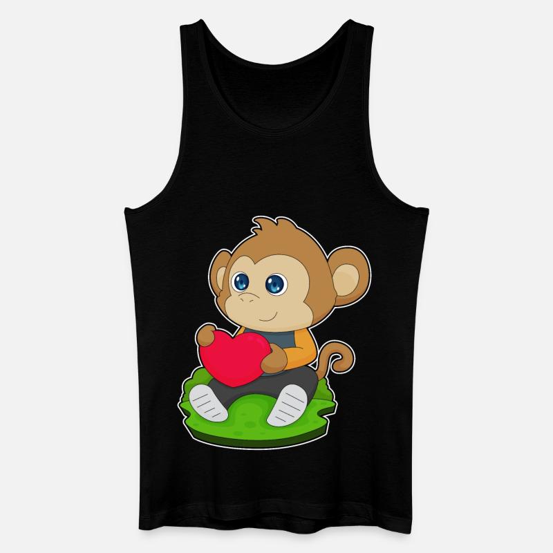 Affe Herz - Männer Bio Tank Top - Schwarz