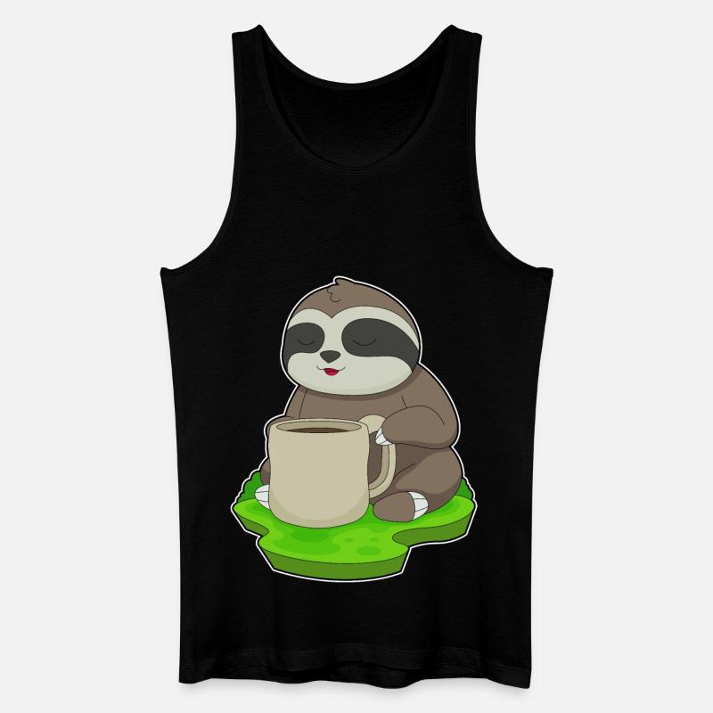 Faultier Tasse Kaffee - Männer Bio Tank Top - Schwarz