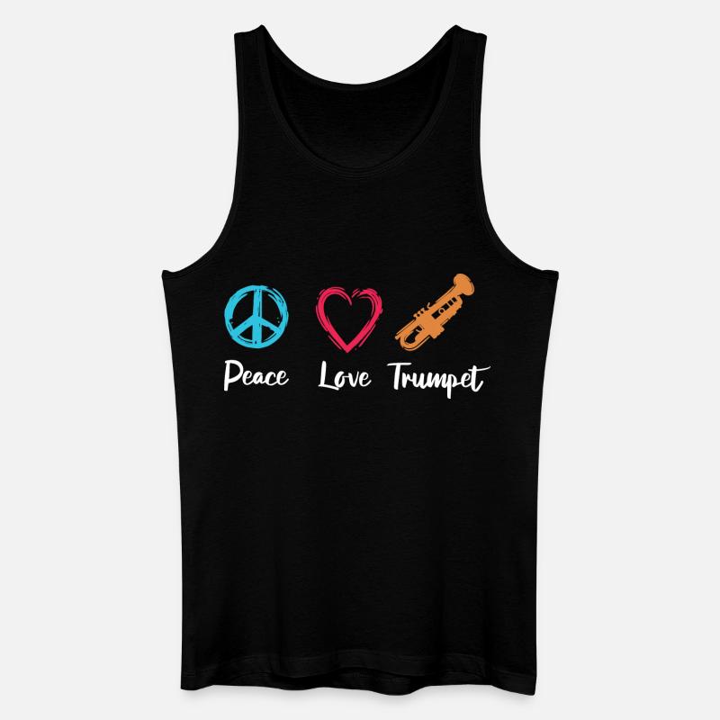 Frieden Liebe Trompete - Männer Bio Tank Top - Schwarz