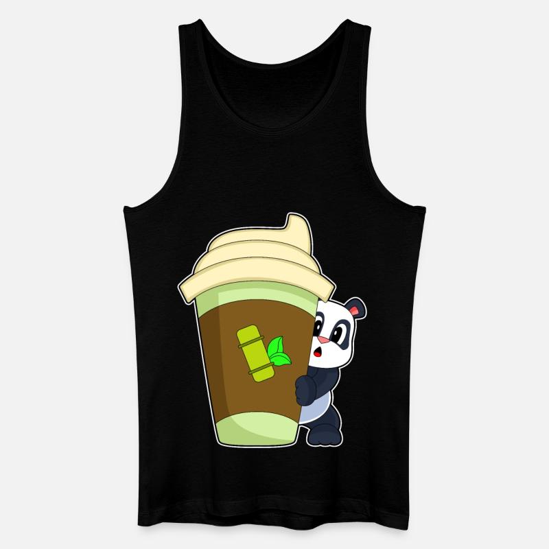 Panda Coffee to go - Männer Bio Tank Top - Schwarz