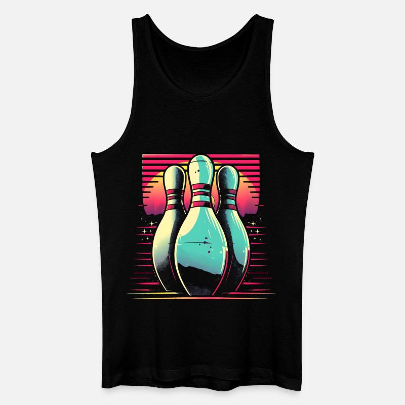 Bowling Synthwave - Männer Bio Tank Top - Schwarz
