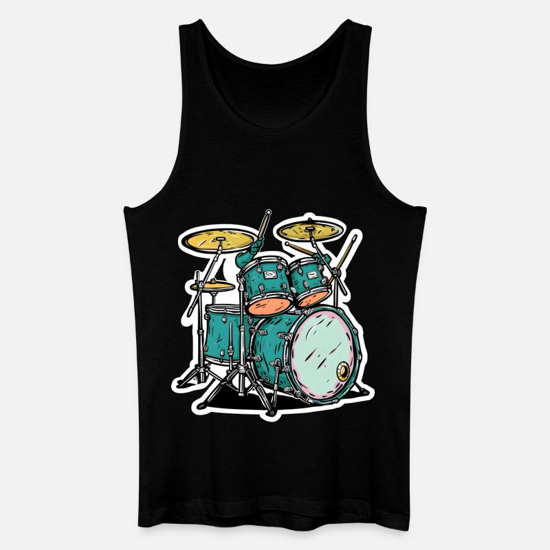 Schlagzeug Cartoon Stil - Männer Bio Tank Top - Schwarz