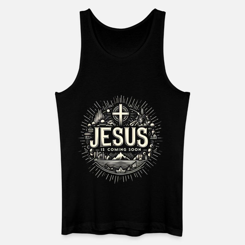 Jesus kommt bald Strahlenkranz - Männer Bio Tank Top - Schwarz