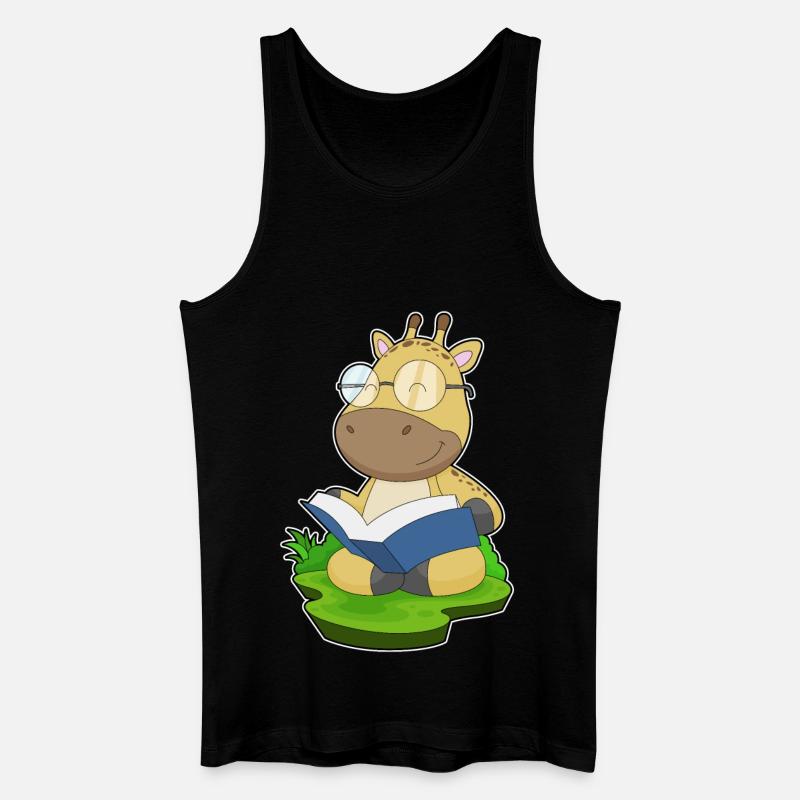 Giraffe Nerd Buch Brille - Männer Bio Tank Top - Schwarz