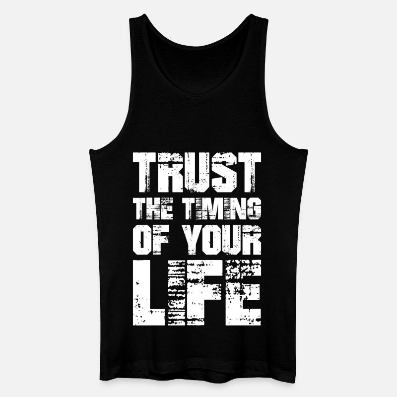 Vertraue auf das Timing deines Lebens - Männer Bio Tank Top - Schwarz