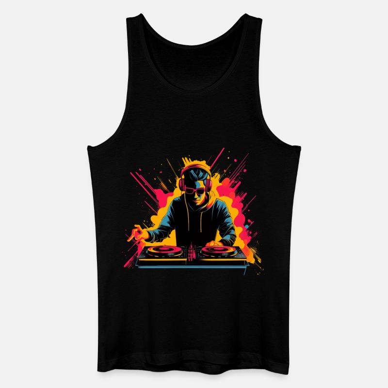 90er DJ Synthwave - Männer Bio Tank Top - Schwarz